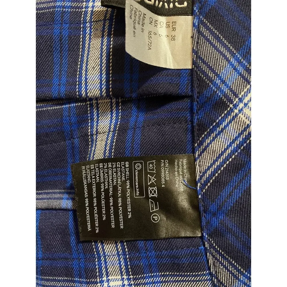 H&M Divided Royal Blue Plaid Pleated Mini Skirt Size 6 Preppy Schoolgirl Y2K